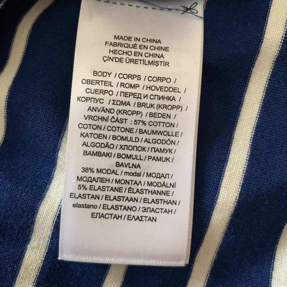 NWT Ralph Lauren Midi Dress Blue w/White Stripes Cold Shoulder Stretch Cotton 14 - Picture 5 of 11